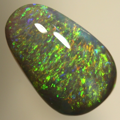 SOLID BLACK OPAL High dome with an even pattern of orange and green. SEE VIDEO